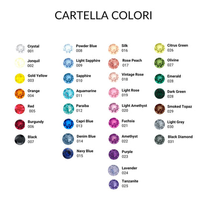 cartella colori zirconi per personalizzare il tennis