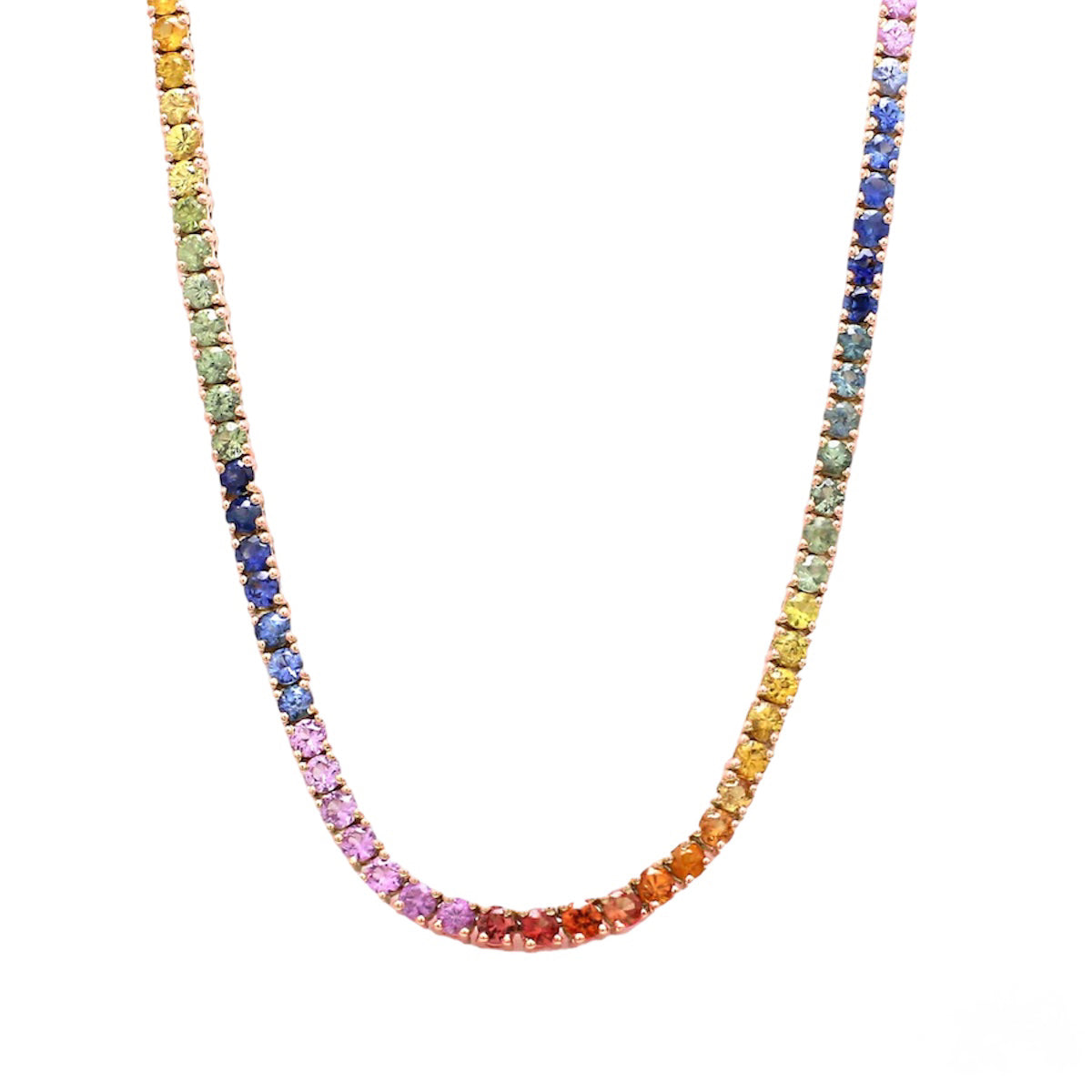 collana girocollo in argento 925 anallergica con zirconi colorati color arcobaleno