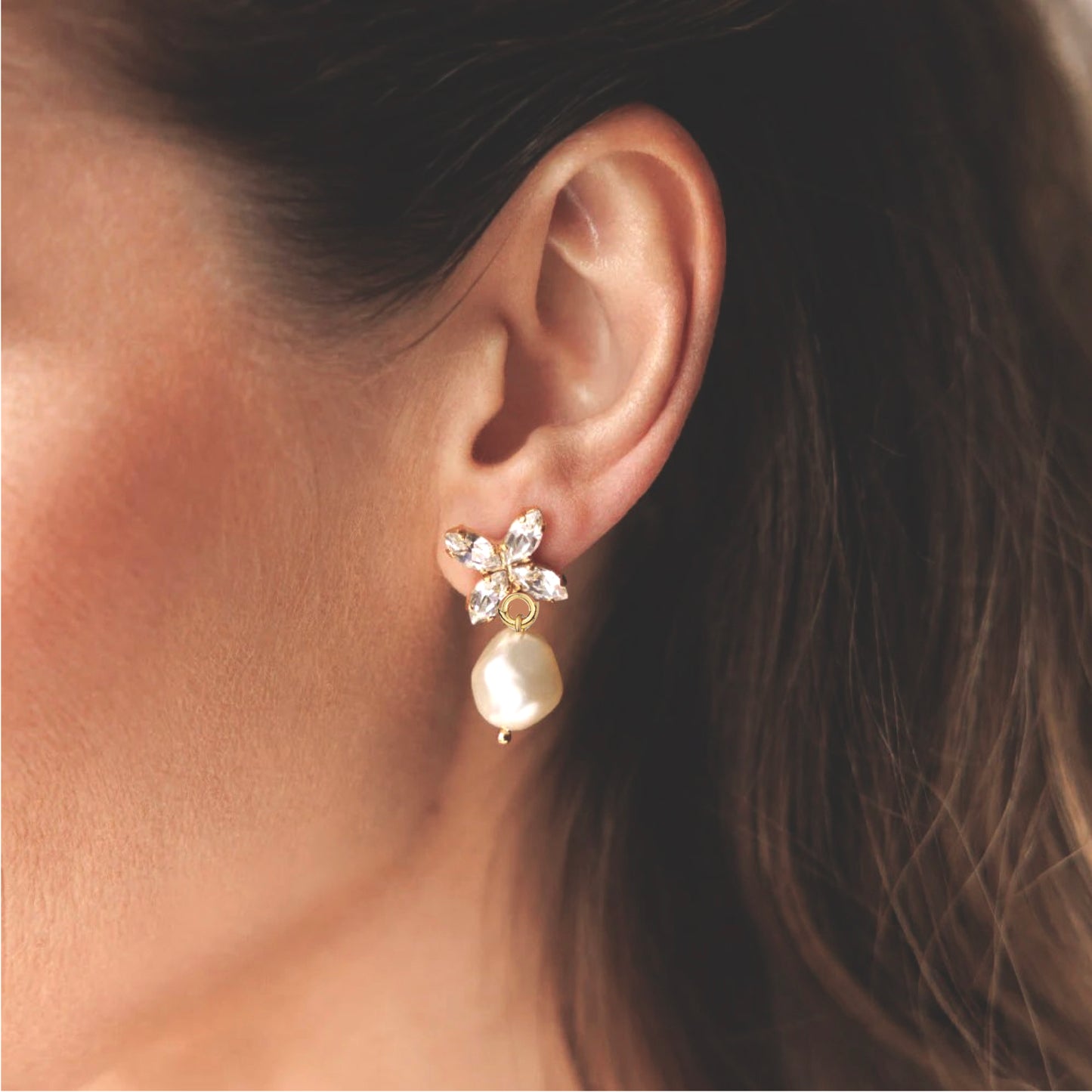 orecchini con diamanti marquise e perle da sposa 