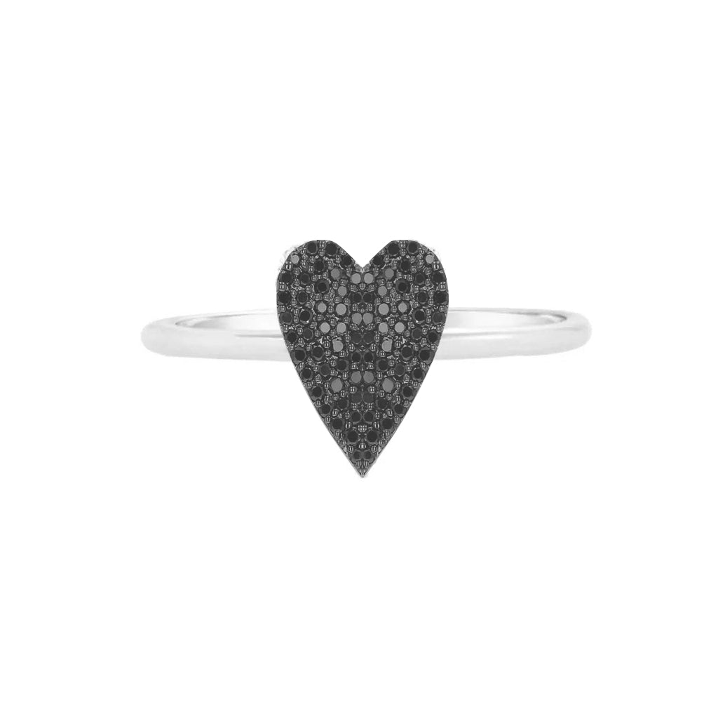 anello cuore nero argento 925