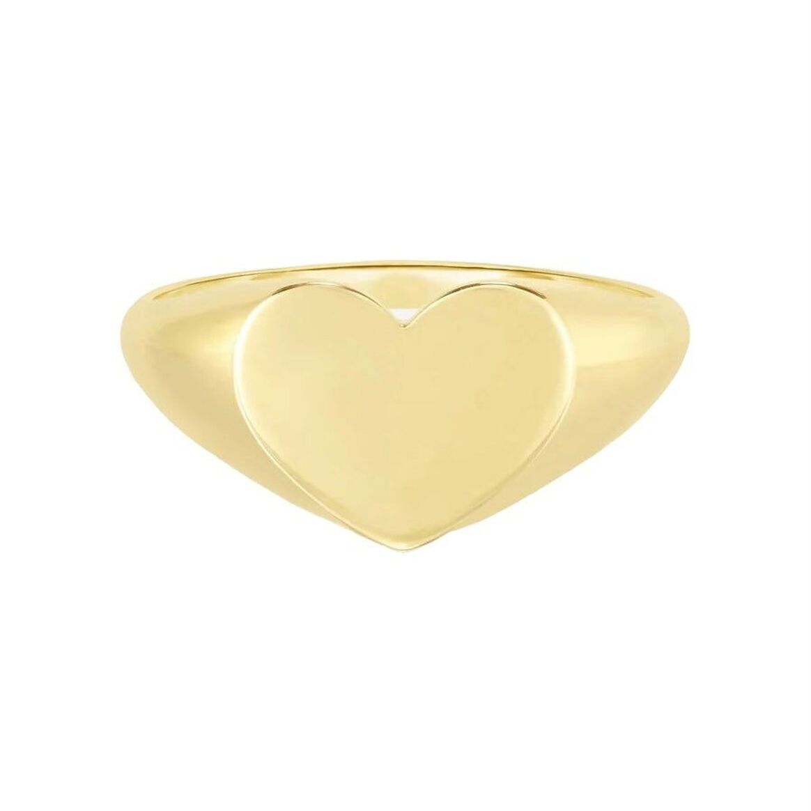 anello chevalier cuore per mignolo in argento 925 placcato oro giallo, gold heart signet ring