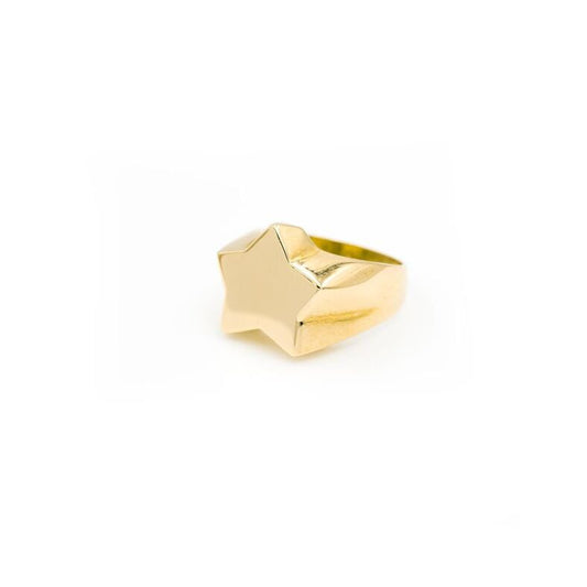 anello chevalier a forma di stella per mignolo in argento 925 placcato oro