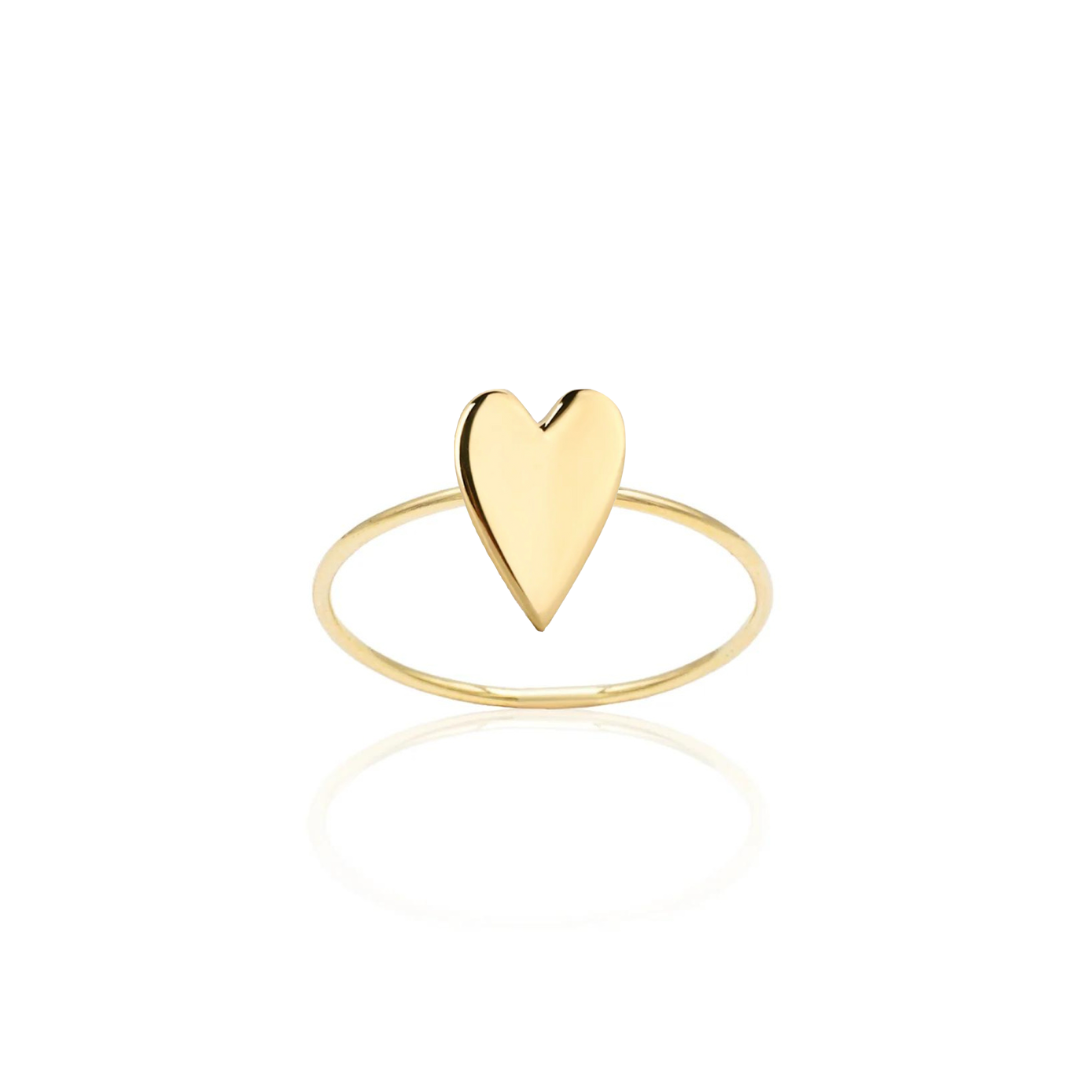 anello cuore allungato oro