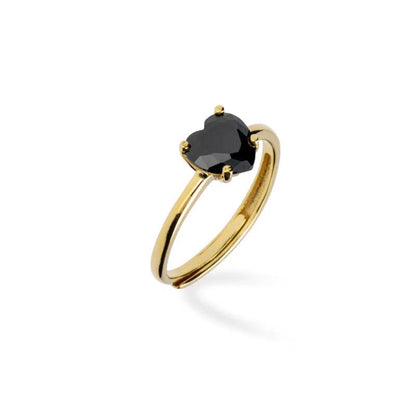 anello solitario cuore nero zircone