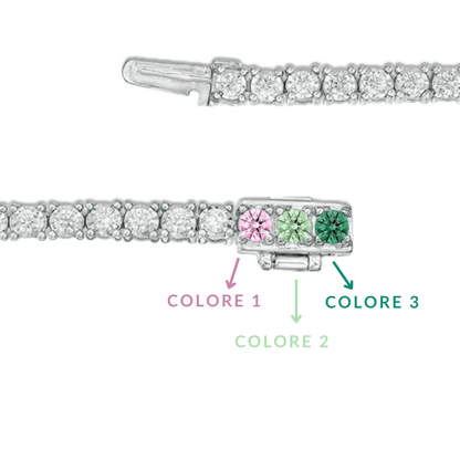 bracciale tennis con chiusura zirconi vari colori realizzata a Valenza