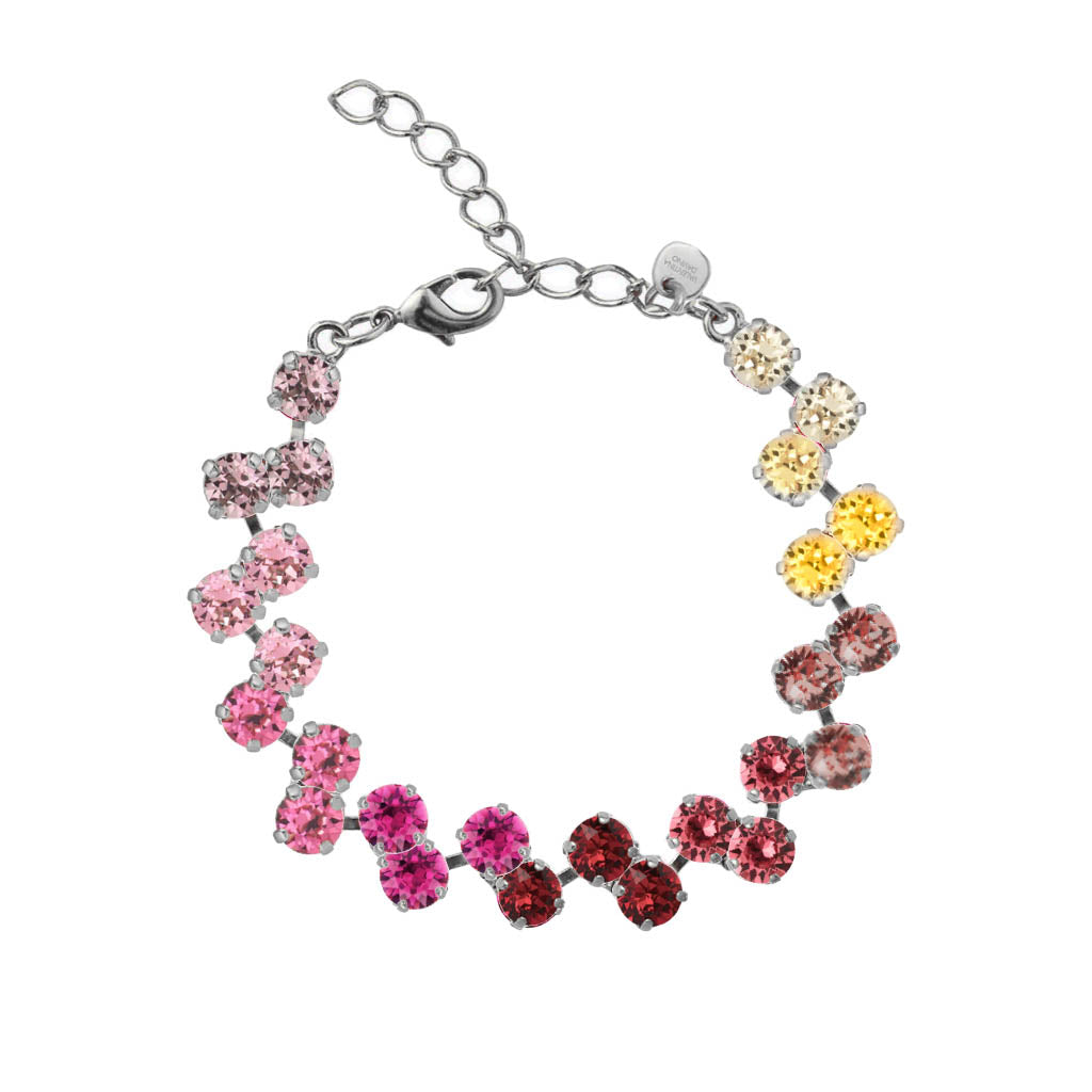 bracciale con swarovski nei colori del rosso, giallo, rosa