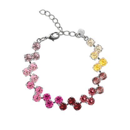 bracciale con swarovski nei colori del rosso, giallo, rosa