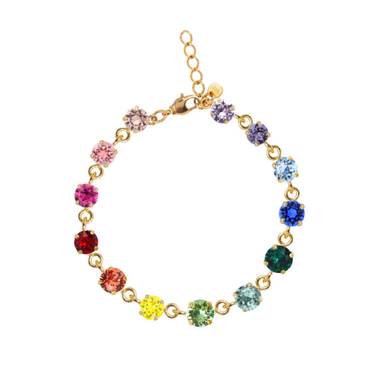 bracciale rosario arcobaleno dorato con swarovski