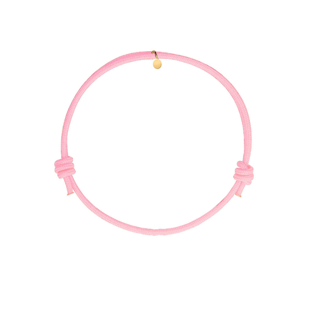 bracciale corda intrecciata rosa personalizzabile con ciondolo oro in argento 925