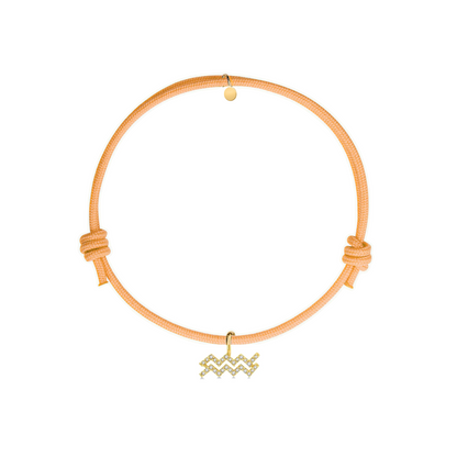 bracciale segno zodiacale acquario in corda arancione