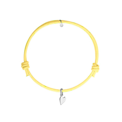 bracciale cordino giallo con ciondolo cuore in argento 925