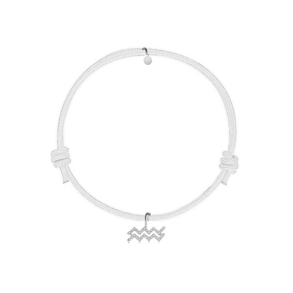 bracciale cordino bianco con ciondolo segno zodiacale bianco personalizzabile