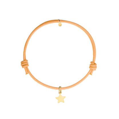 bracciale con cordino arancione e ciondolo stella oro