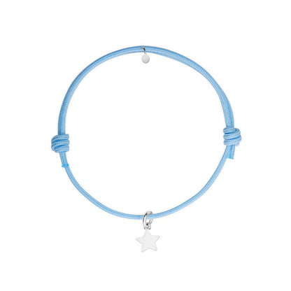 bracciale con cordino azzurro e ciondolo stella argento