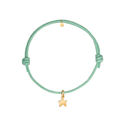 bracciale col cordino azzurro e ciondolo stella marina oro