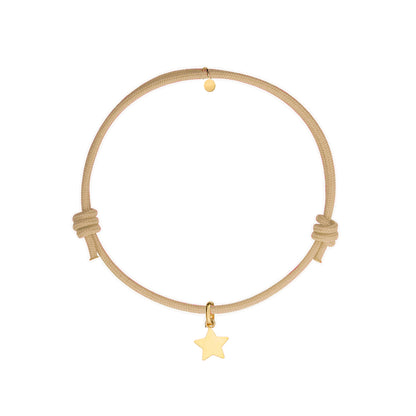 bracciale con cordino beige e ciondolo stella oro