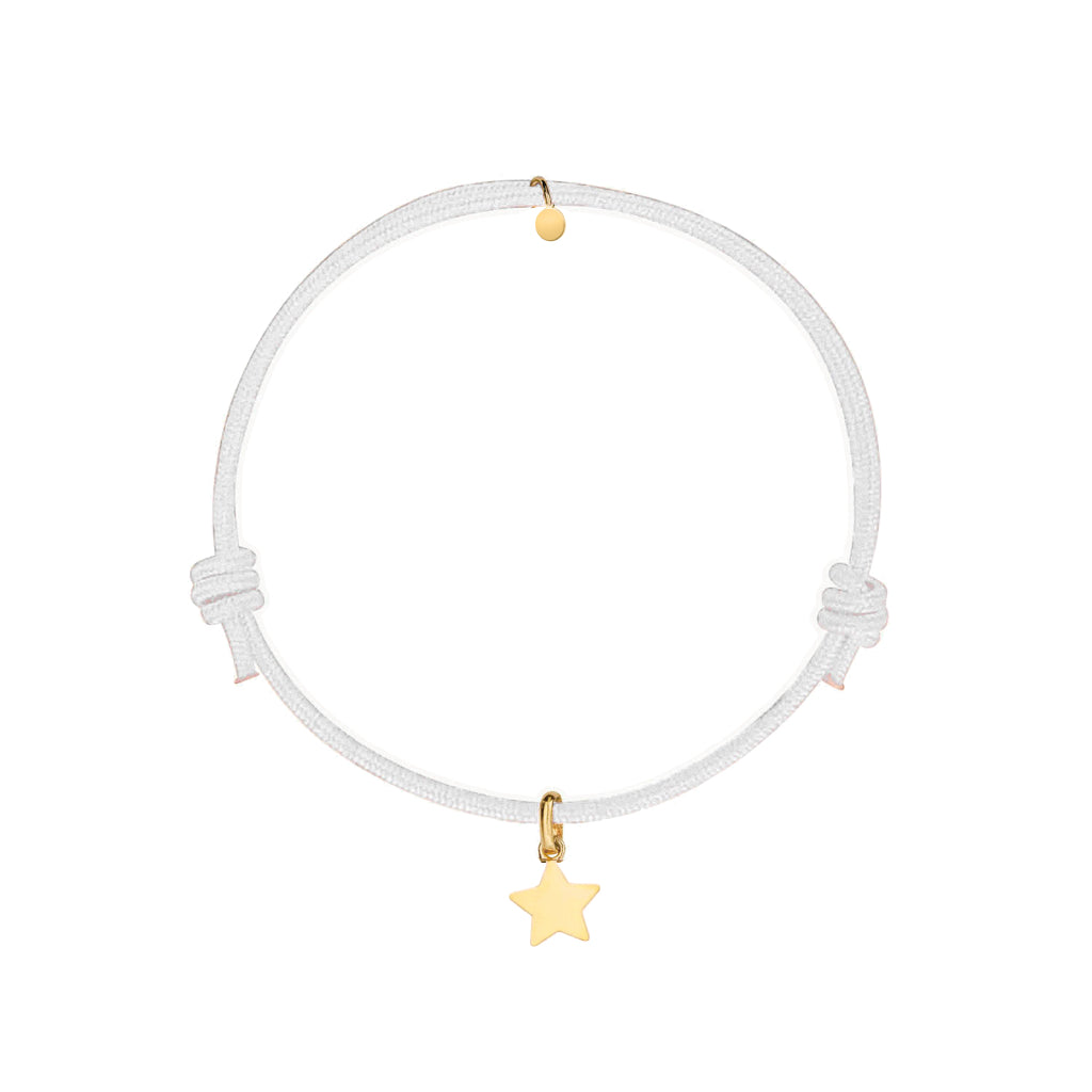 bracciale con cordino bianco e ciondolo stella oro