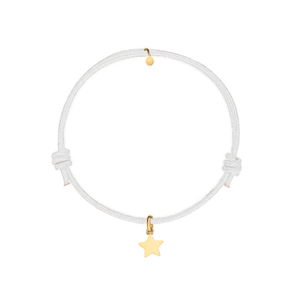 bracciale con cordino bianco e ciondolo stella oro