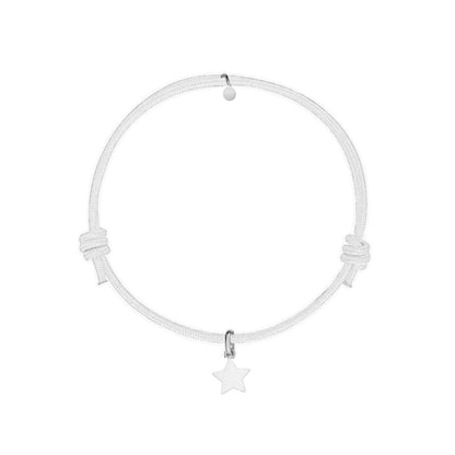 bracciale con cordino bianco e ciondolo stella argento