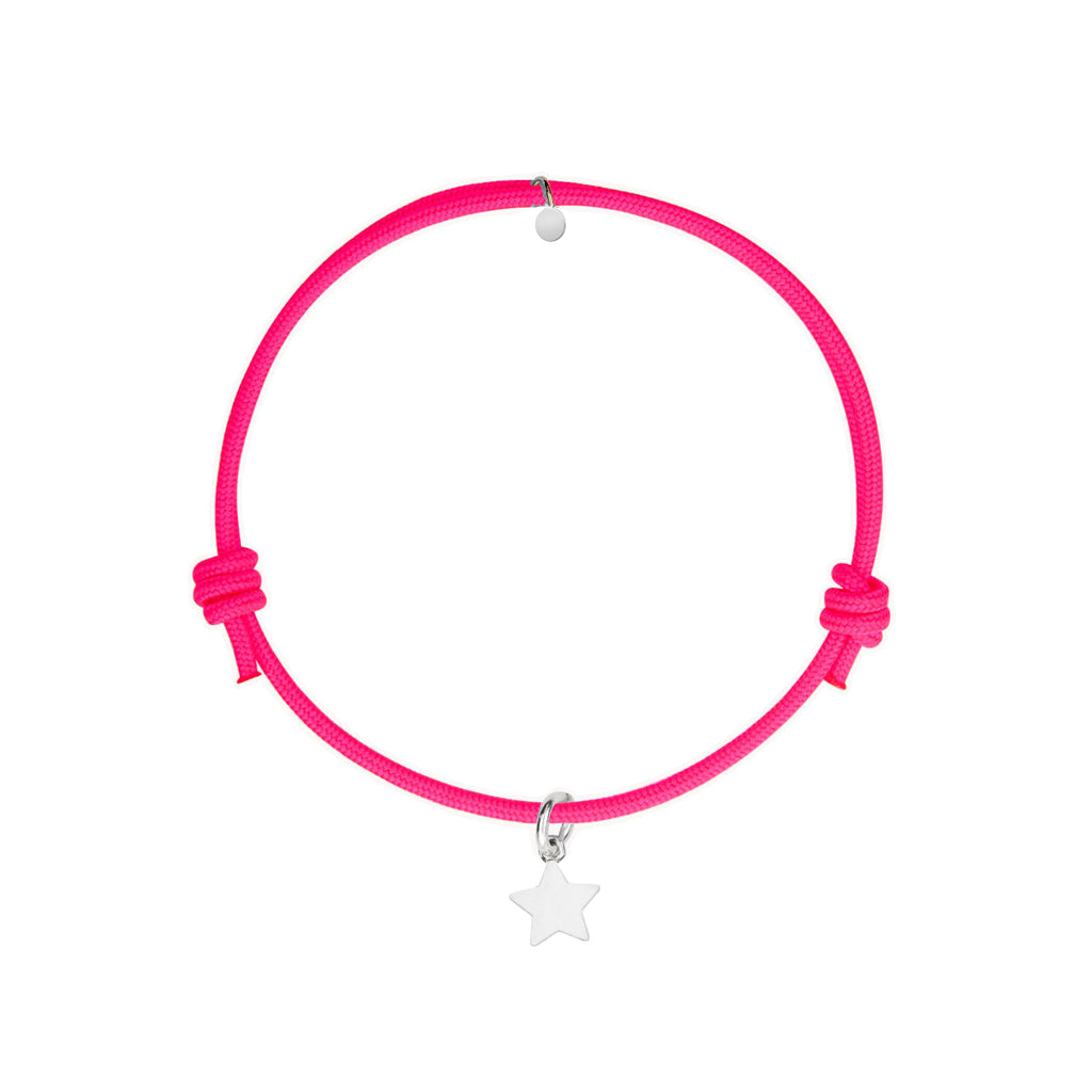 bracciale con cordino fucsia e ciondolo stella argento