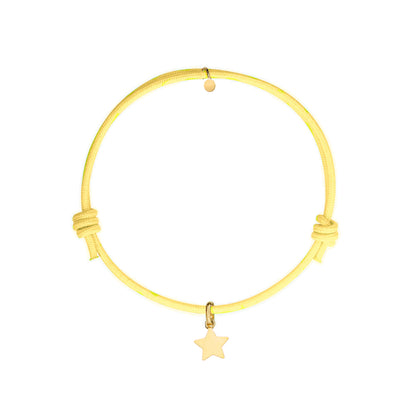 bracciale con cordino giallo e ciondolo stella oro