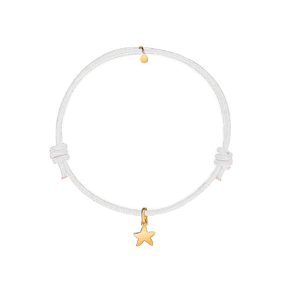 bracciale col cordino bianco e ciondolo stella marina oro