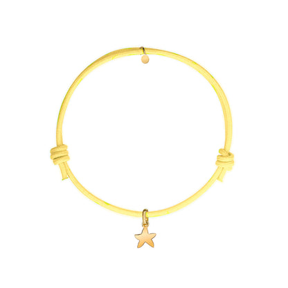 bracciale col cordino giallo e ciondolo stella marina oro