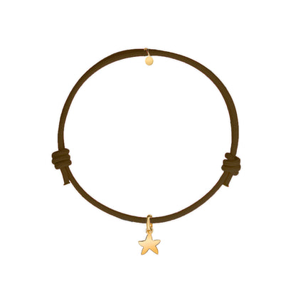 bracciale col cordino marrone e ciondolo stella marina oro