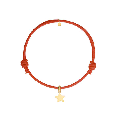 bracciale con cordino rosso e ciondolo stella oro