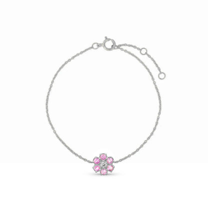 bracciale in argento 925 con fiore rosa