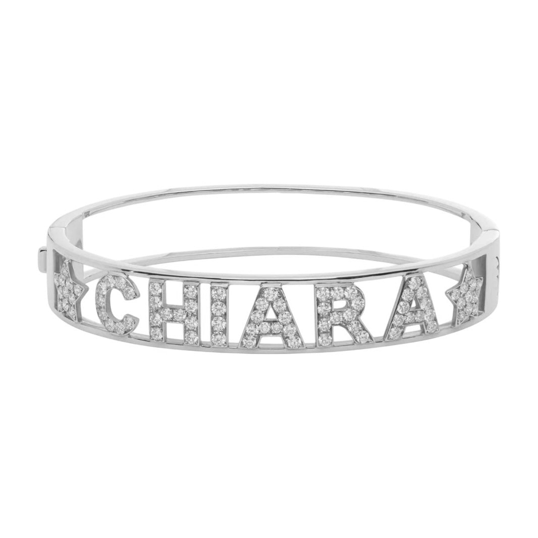 bracciale manetta argento con nome Chiara