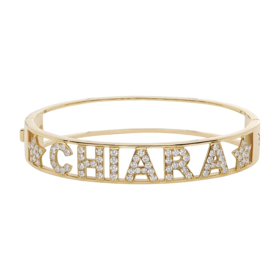 bracciale manetta oro con nome in zirconi Chiara