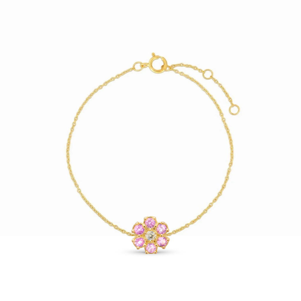 bracciale margherita grande con cristalli rosa