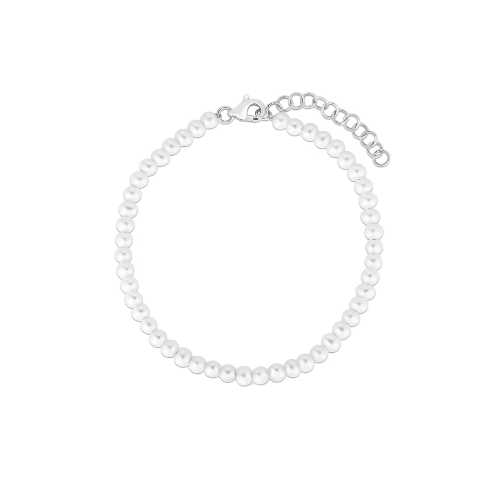 bracciale con perline bianche e chiusura in argento 925