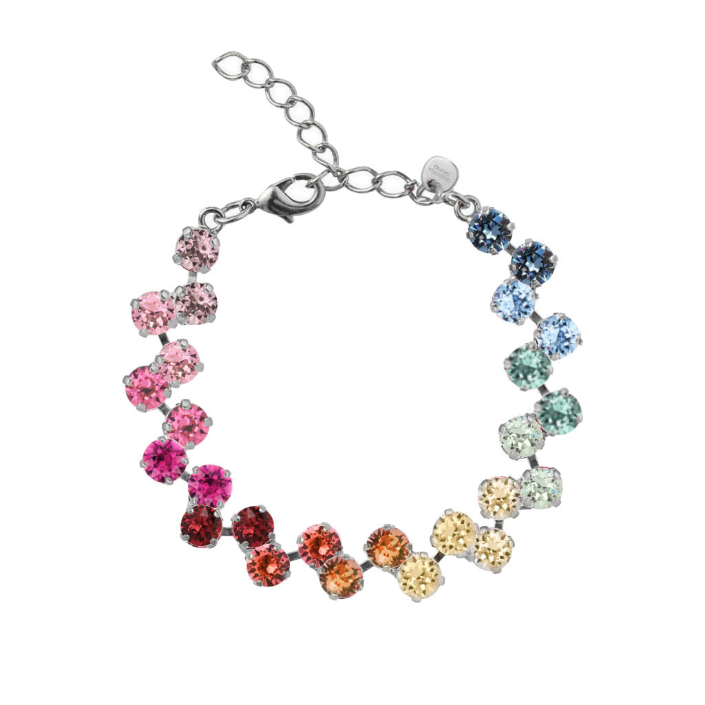 bracciale con swarovski arcobaleno incastonati a mano su base argento