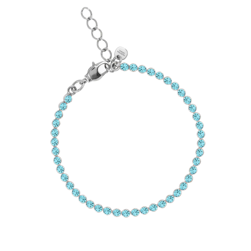 bracciale sottile argento con swarovski acquamarina