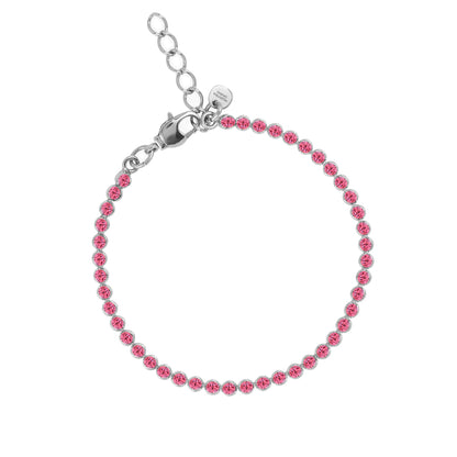 bracciale sottile con swarovski fucsia finitura argento regolabile