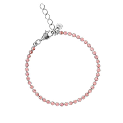 bracciale sottile con swarovski rosa regolabile argento