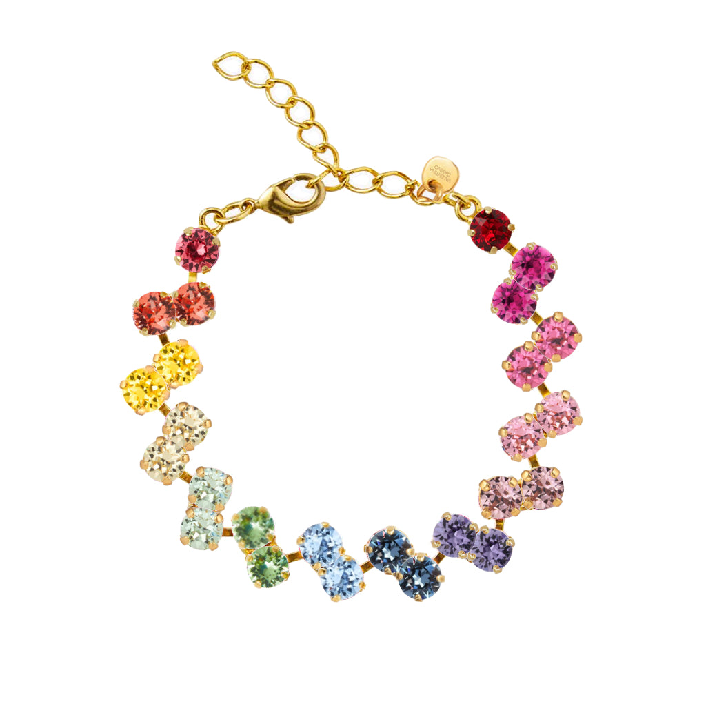 bracciale con swarovski sfumature dell'arcobaleno finitura dorata