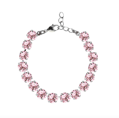 bracciale tennis con swarovski rosa finitura argento