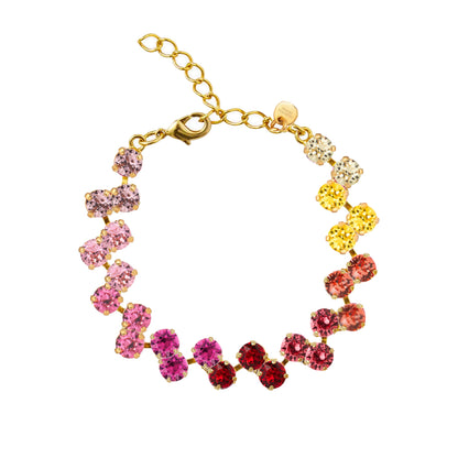 bracciale con swarovski nelle sfumature dell'arancione, rosso e giallo