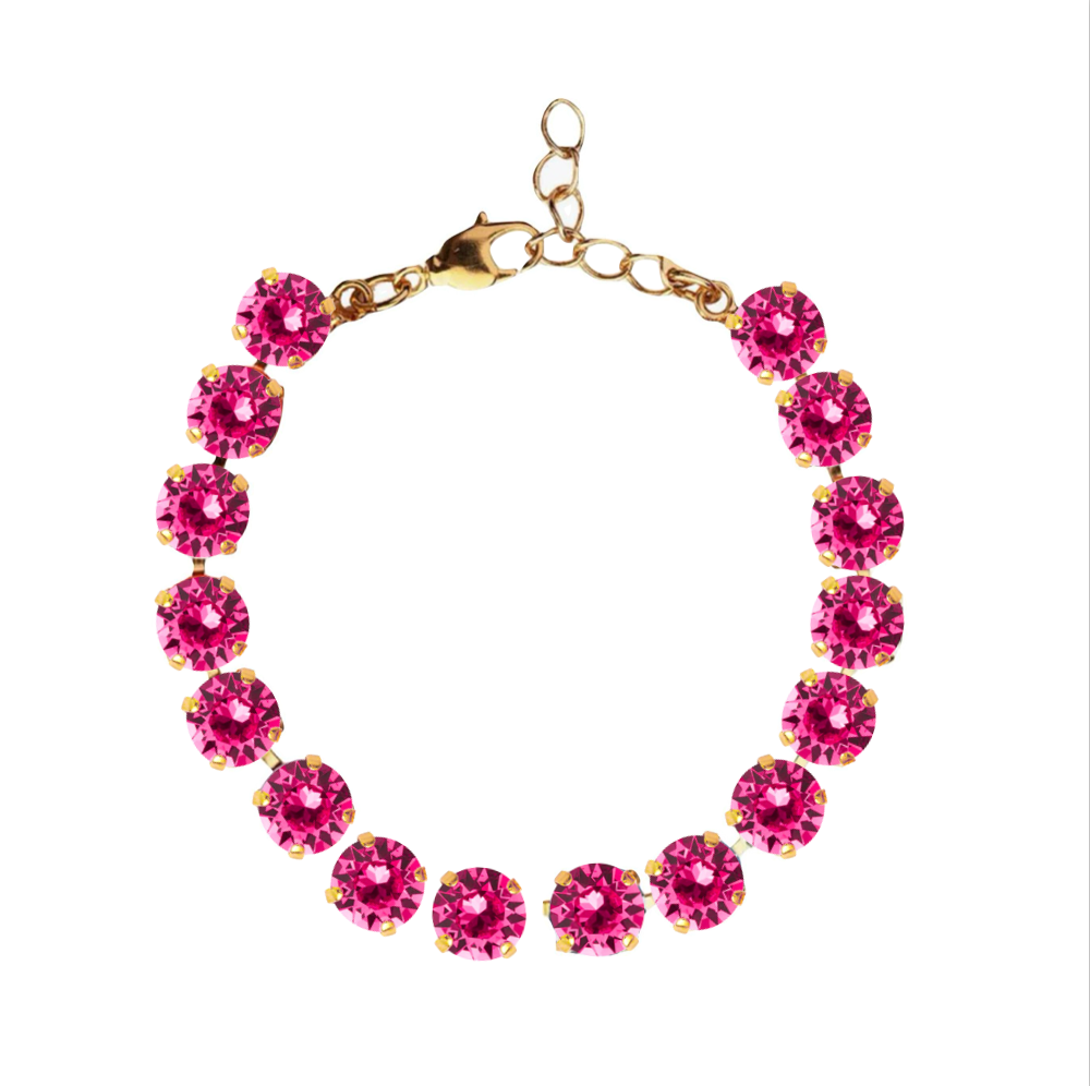 bracciale tennis con swarovski fucsia finitura oro ispirato a barbie