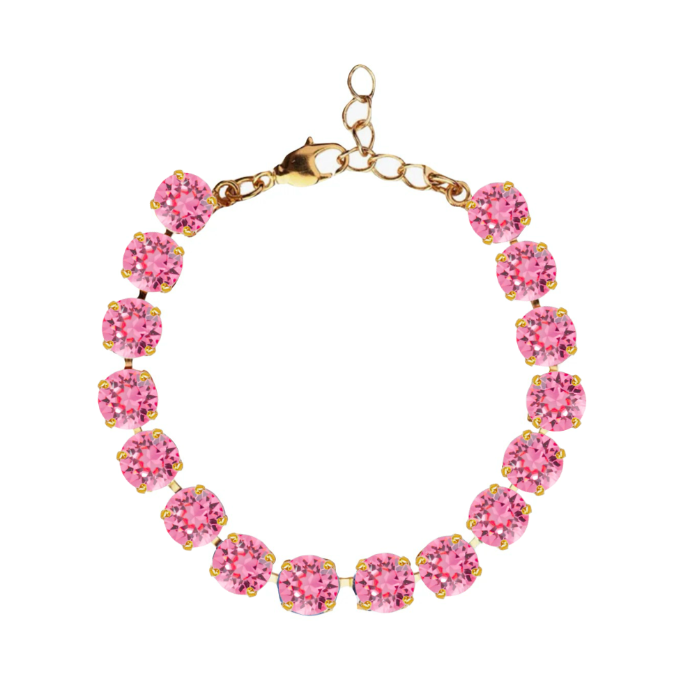 bracciale tennis con swarovski colore rosa barbie finitura oro