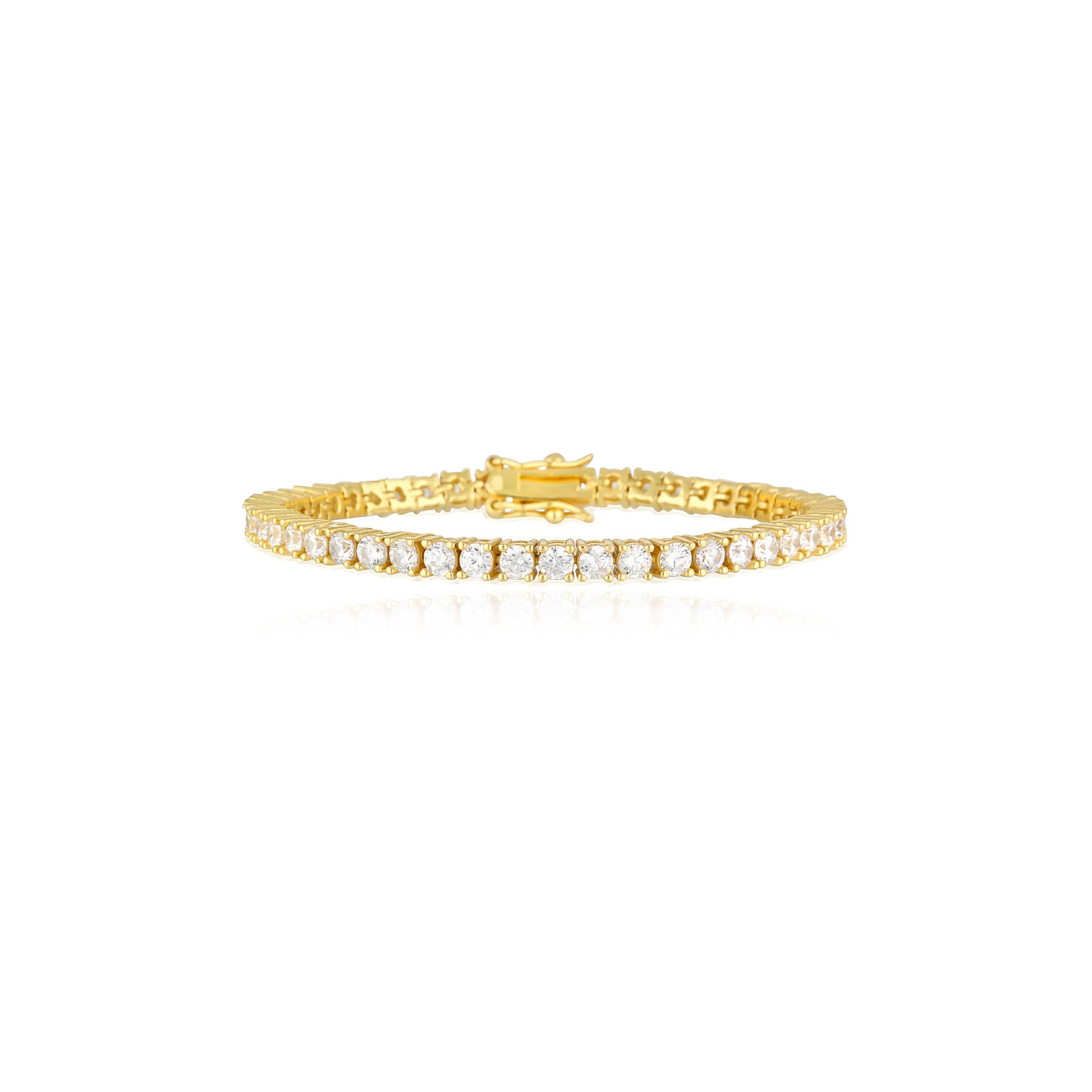 bracciale tennis dorato in argento 925 e zirconi con plating oro 18k