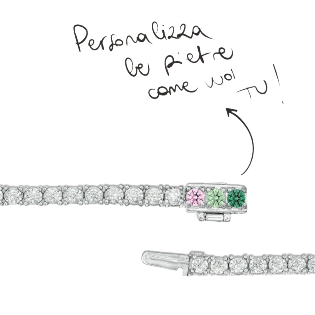 bracciale tennis personalizzabile colori in argento 925 con incisione