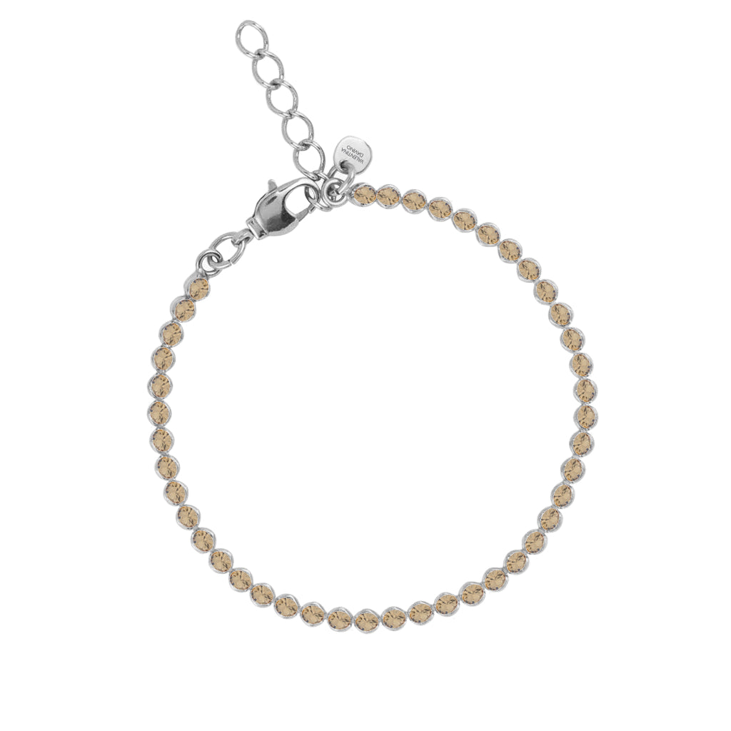 bracciale tennis sottile regolabile con swarovski dorati