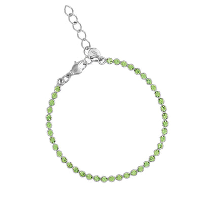 bracciale tennis colore peridot con swarovski verdi argento