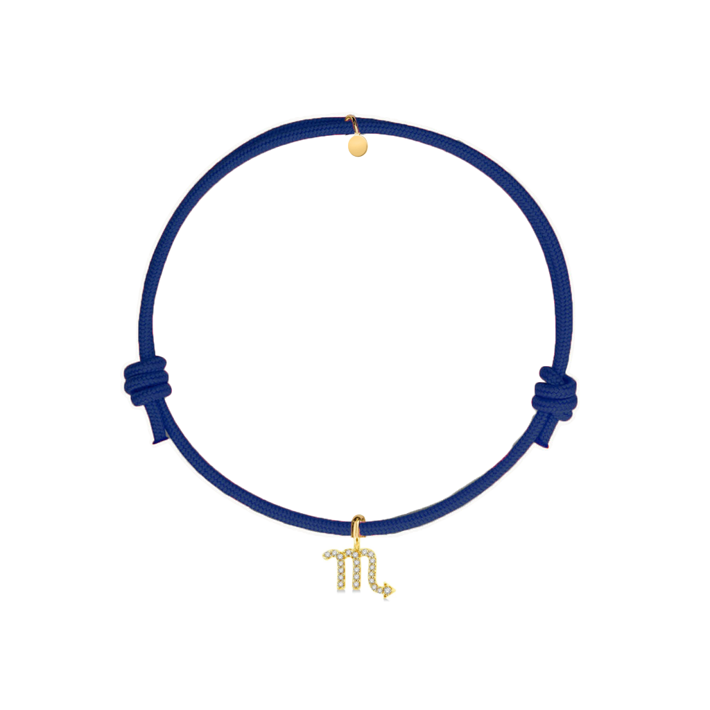 braccialetto segno zodiacale scorpione in corda colorata e argento 925
