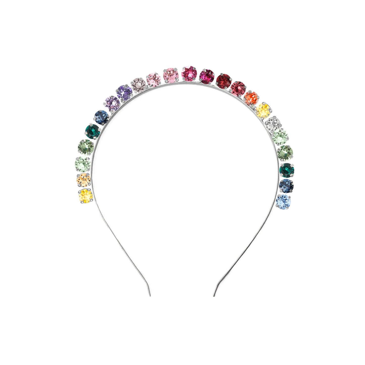 cerchietto arcobaleno con swarovski finitura argento per gay pride