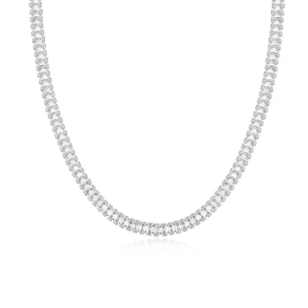 collana choker da sposa argento con cristalli taglio baguette